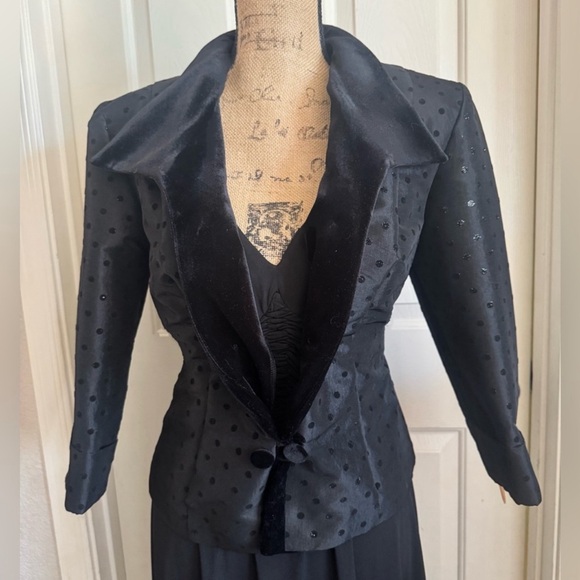 Vintage Collection Black Dress V-Neck with 3/4 Sleeve Bolero Jacket Sz 14w EUC - Picture 16 of 16